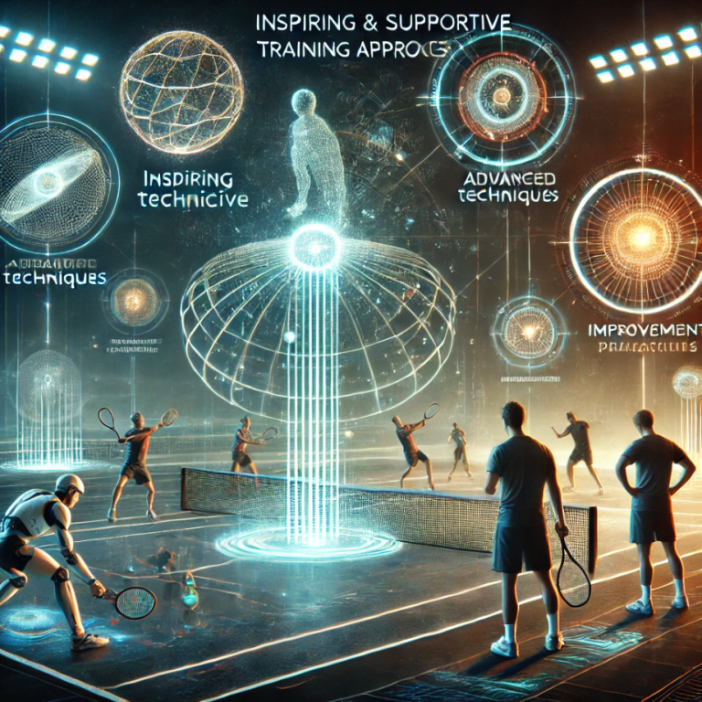 Tennis-Training mit holographischen Techniken und unterstützenden Ansätzen.